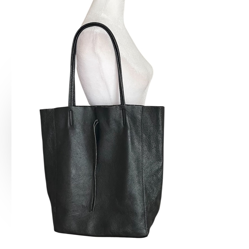 Black Leather Shopper Bag